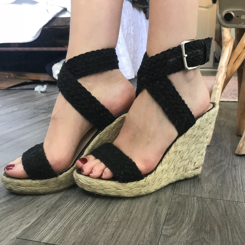 Black espadrille wedges